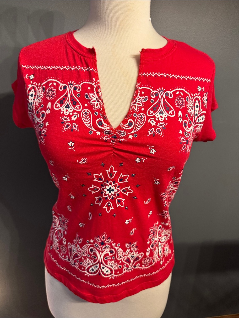Energie Red Bandana-Print Short Sleeve Tee
